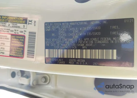 2021 Toyota Highlander Platinum from USA, damaged, VIN 5TDFZRAH7MS051426